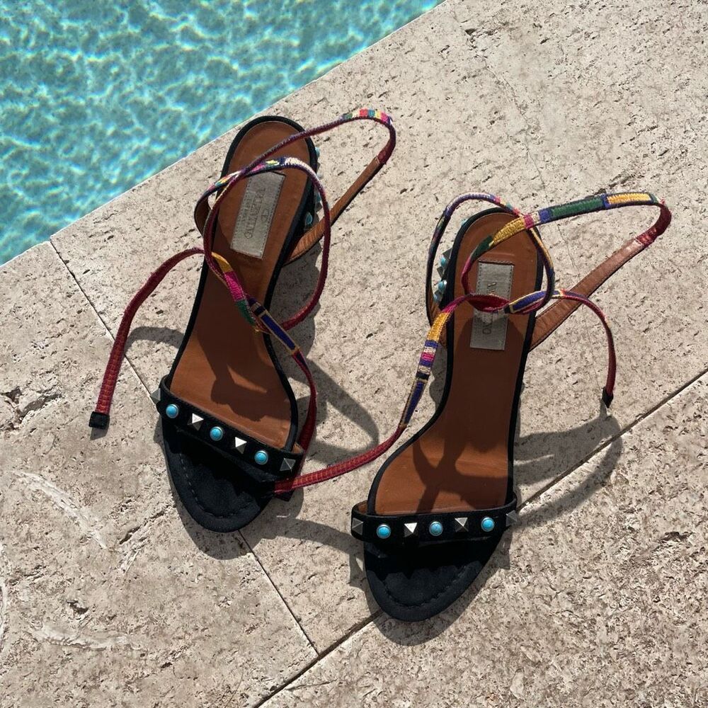 Valentino Black and Multicolor Sandals